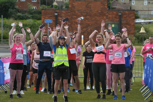 Runners ready for action, in aid of Cancer Research UK, at Hartlepool's Race for Life. The event took place at the start of July.
