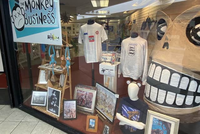 A range of Hartlepool-themed art is on offer at the store./Photo: Frank Reid