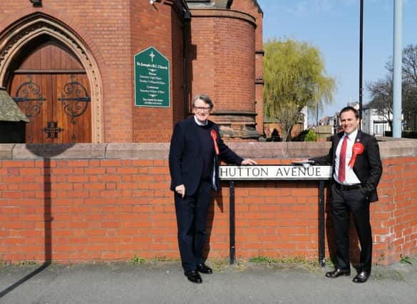 Ex Hartlepool MP Lord Peter Madelson, left, with Labour by-election candidate Dr Paul Williams during campaigning in the town.