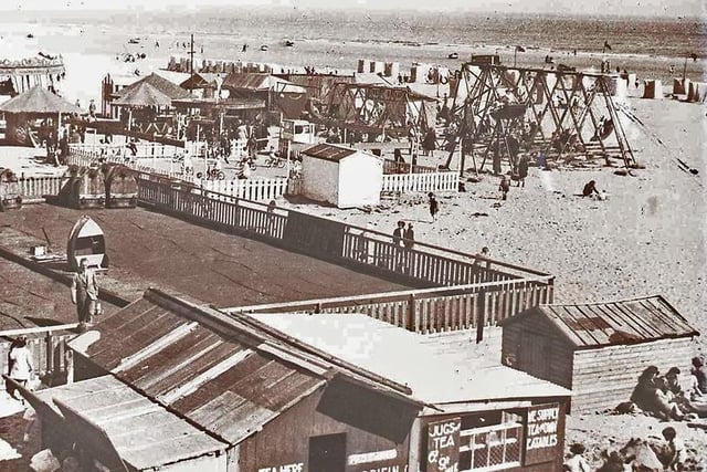 Jugs of tea, stalls and beach tents. Look at all the attractions on the beach at Seaton Carew in this retro scene. Photo : Hartlepool Library Service.
