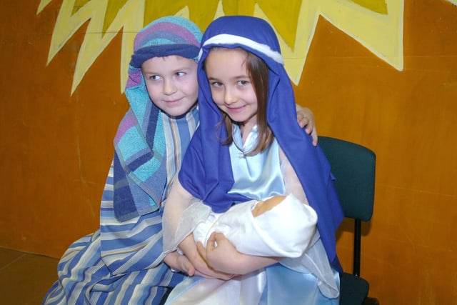 Mary and Joseph with their baby in 2008.