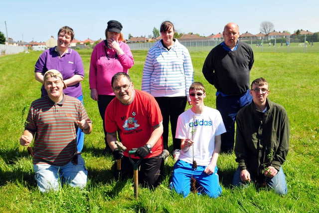 Waverley Terrace Allotment Association members joined Hartlepool College of Further Education students (rear left to right) Julie Foreman, Teresa Devonport, Demi Parvin, Ste Brant, (front left to right) Paul Stockton, John Readman, James Elener and Kieran Marshall as they planted new trees 8 years ago.