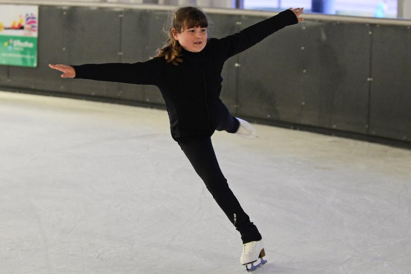 Isabell Balchin, 11, pictured enjoying being back on the Ice.