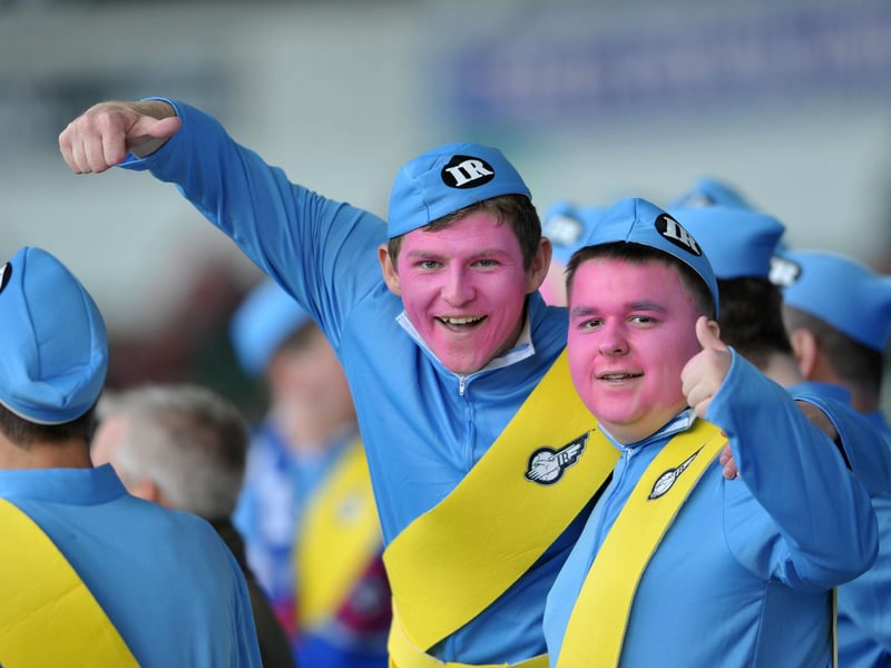 Hartlepool United supporters in their Thunderbirds fancy dress at Plymouth Argyle in 2014. Picture by FRANK REID