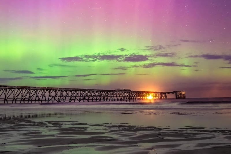 The stunning aurora pictured by Stephen Smart over Steetley Pier last night.