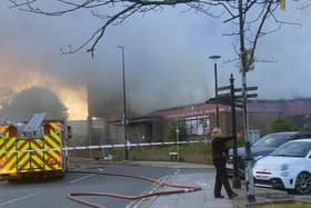 Thick smoke filled the air after the fire at the former Engineers Social Club, Raby Road, Hartlepool. Picture by FRANK REID