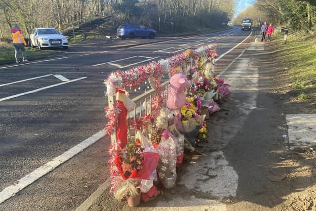 Tributes to the girls were left close to the scene of the collision on the Coast Road between Blackhall Colliery and Horden.