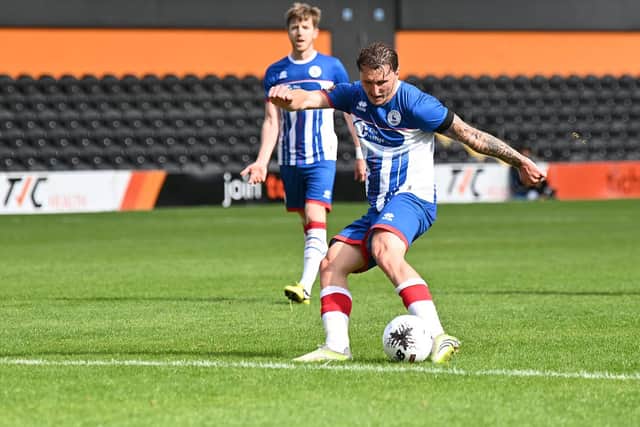 Callum Cooke did plenty of the hard yards in midfield for Hartlepool United in their National League win over Gateshead. Picture by FRANK REID