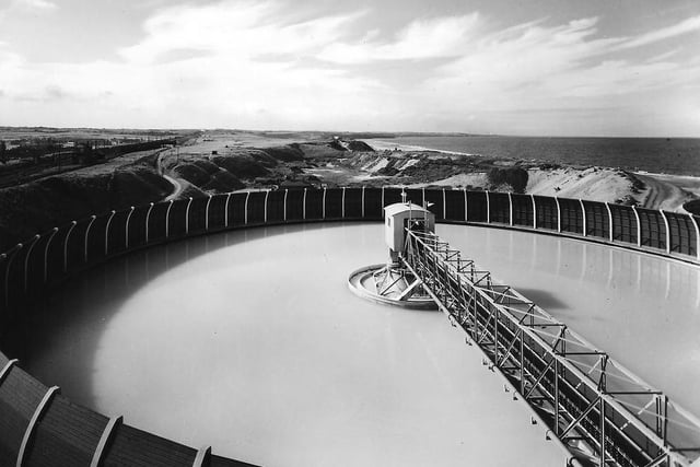 One of three settling tanks - and a lovely view up the coast. Photo: Hartlepool Library Services.