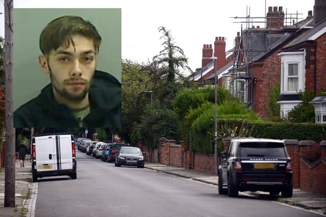 Kieran Young (inset) smashed his way into a house in Eldon Grove, Hartlepool, during a frightening burglary.