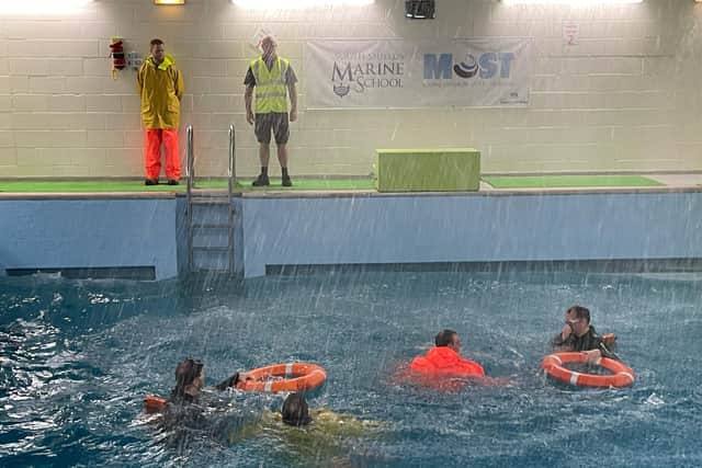 Safety training at South Shields Marine School.