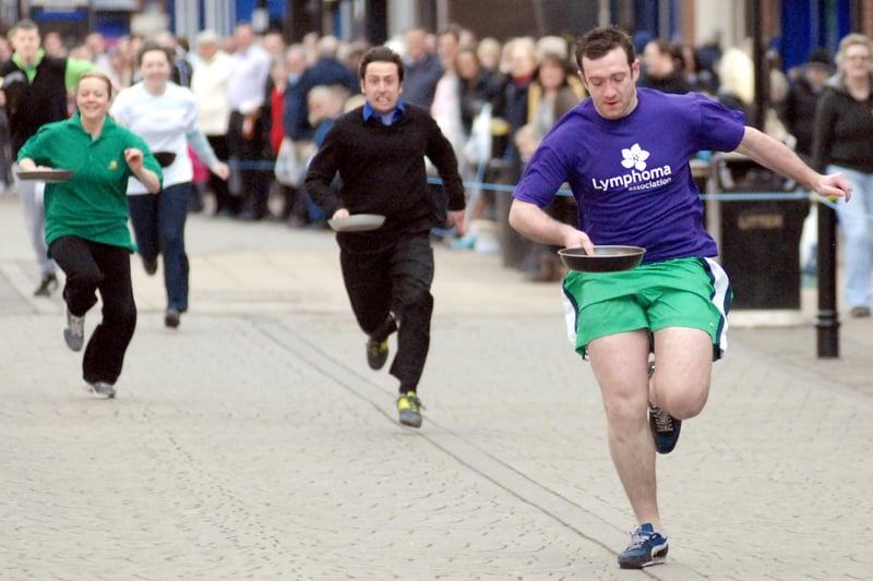 The 2012 pancake race in King Street. Does this bring back memories?