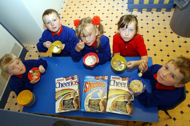 A healthy start to the day for these pupils at Stranton Primary School in 2003.