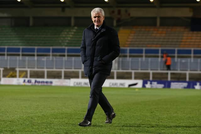 Mark Hughes inflicted Graeme Lee's first league defeat as Hartlepool United manager at the Suit Direct Stadium. (Credit: Mark Fletcher | MI News)