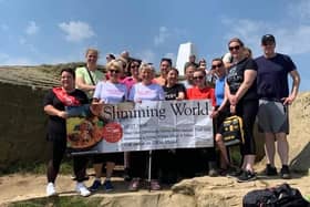 Members of Hartlepool's West View Slimming World group climb Roseberry Topping to raise money for DS43 Community Defibrillators.