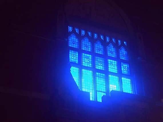 The blue light which shines every night from the Town Hall Theatre