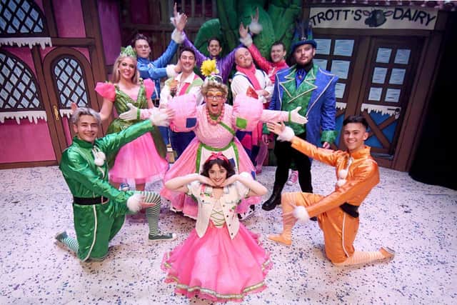 The cast of Jack and the Beanstalk at Hartlepool Town Hall Theatre.
