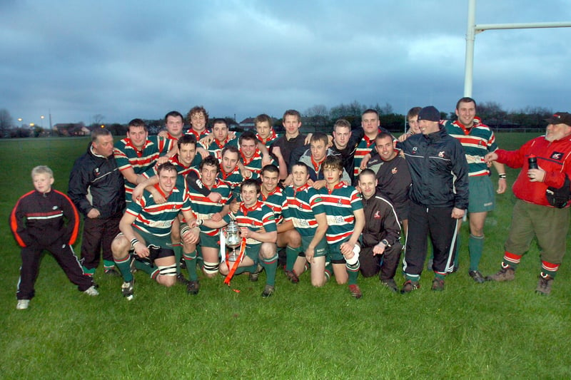 West Hartlepool celebrate winning the 2008 rugby Pyman Cup final against Horden in 2008.