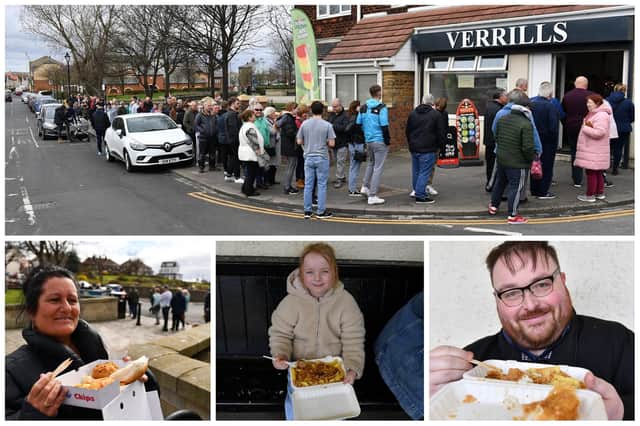 Just some of audio visual editor Frank Reid's pictures of people queueing up and enjoying their fish and chips in Hartlepool on Good Friday.
