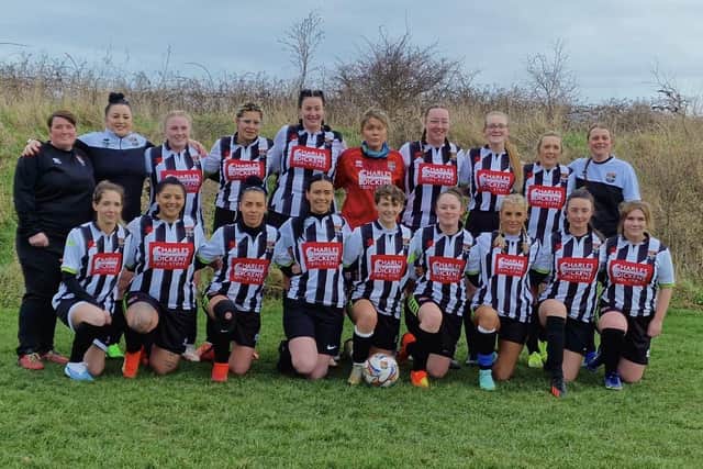 Seaton Carew Ladies' squad and manager Helen Richardson. Photo credit: Steven John @Simpsonsphotography_page