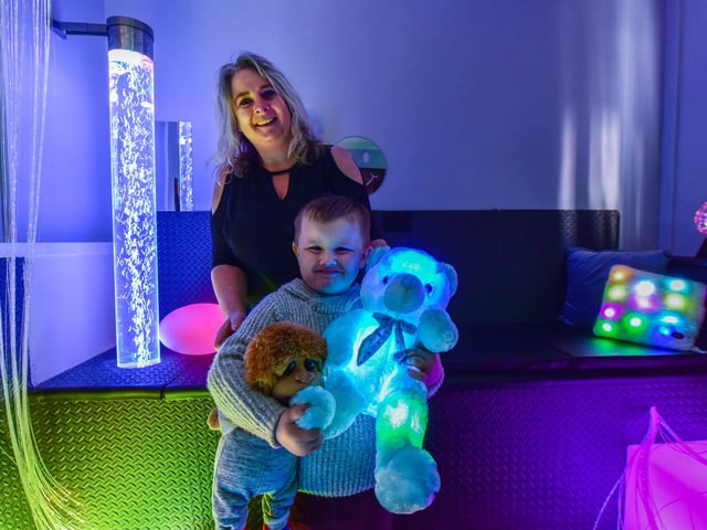 Lucas Jeffries (aged four) with Barbara Ward of Be Crafty at The Arches, Park Road, when Lucas opened their new sensory room in 2016.