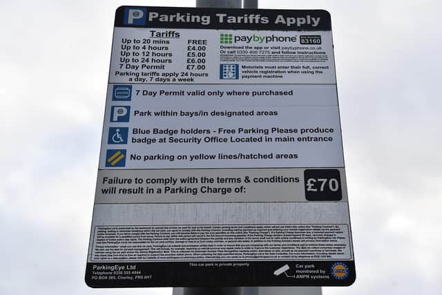 A breakdown of the hospital car parking fees in Hartlepool.