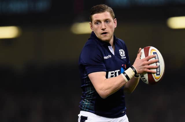 Scotland player Finn Russell in action during the RBS Six Nations match between Wales and Scotland at Cardiff's Principality Stadium on February 13, 2016.  (Photo by Stu Forster/Getty Images)