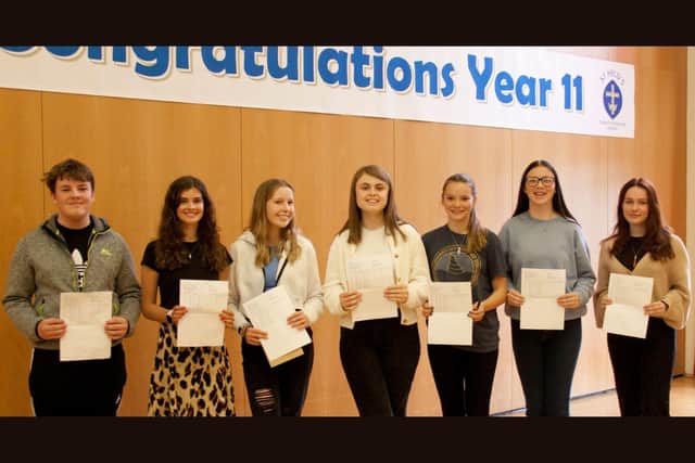 St Hild's GCSE 2022 high achievers (left to right) Alexander Sanderson, Emily McIlveen, Jessica Donnelly, Isabel Hodgson, Pennie Carter, Hollie Whyte, and Anna Hind.