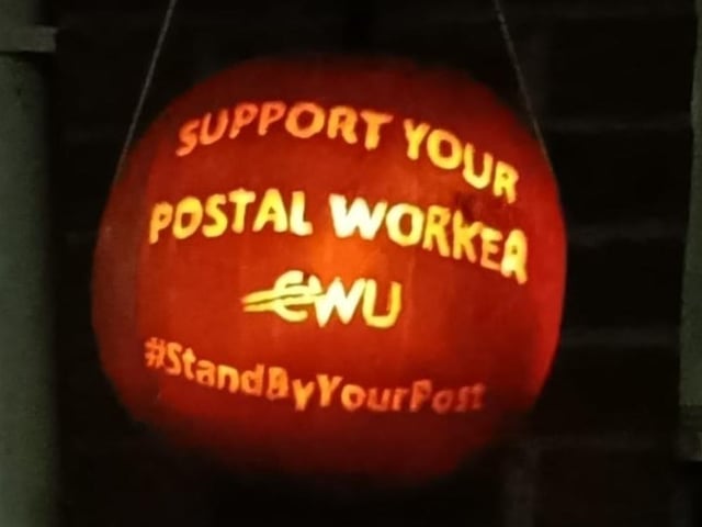 Steve shows support for striking CWU members. Celebrating National Pumpkin Day and Halloween with Steve Keeley.