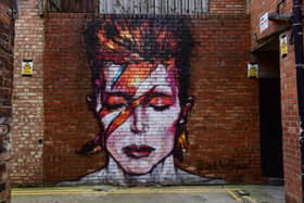 The mural featuring David Bowie, behind Whitby Street in Hartlepool.
