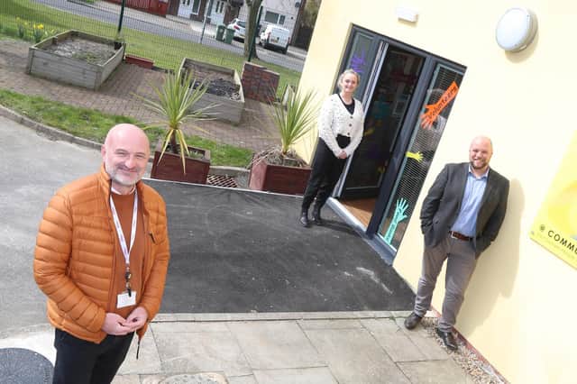 Ian Porter, left, from believe housing, with Graham Easterlow and Lindsey Wood, from East Durham Trust.