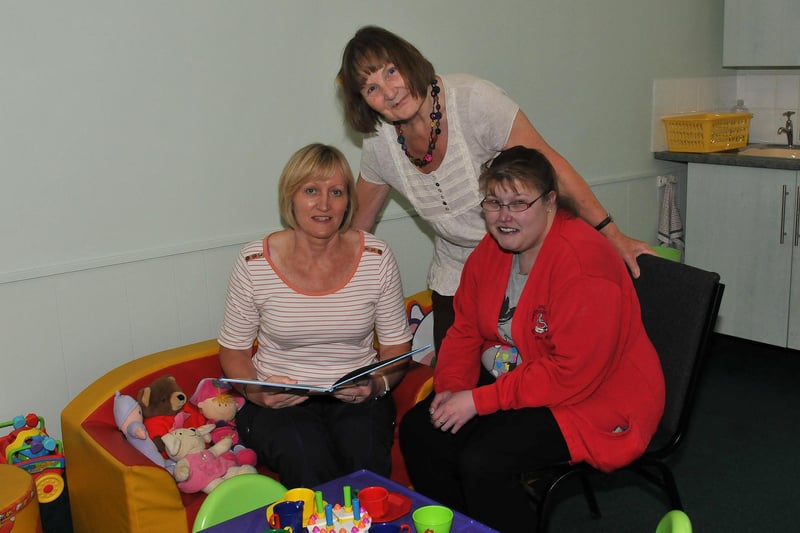 Hilary Ward,  Pat Allison and Wendy Slee in the Creche at the Hartlepool Special Needs Support Group building in 2012.