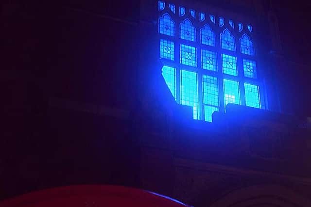 The blue light shines every evening at Hartlepool Town Hall Theatre.