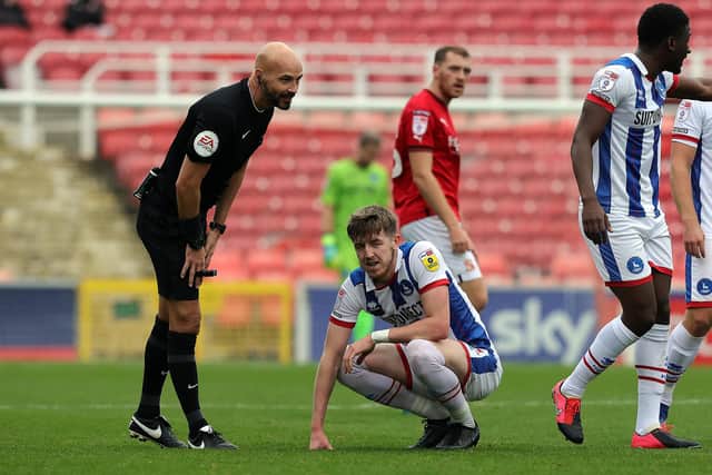 Hartlepool United midfielder Tom Crawford picked up an injury in the defeat at Swindon Town. (Credit: Dave Peters | Prime Media | MI News)