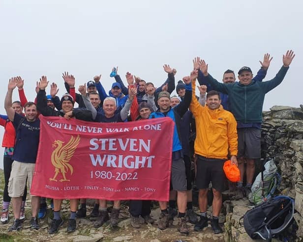 Family and friends of the late Steven Wright from the Fens in Hartlepool recently scaled Helvellyn in the Lake District when they scattered some of his ashes. The group included his best friend Martyn Gordon (second row centre) behind Steven’s dad Tony (front centre).