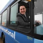 Tees Valley Mayor Ben Houchen at the wheel of a bus. Photo via Tees Valley Combined Authority.