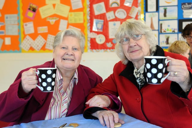 Tea for two at the St Matthews Hall event in 2013 where Lorraine Richardson and Connie Moses were pictured enjoying a cuppa.