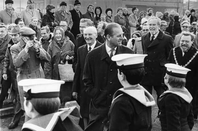 Prince Philip visiting HMS Warrior in 1980.