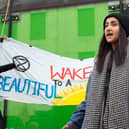 Jessica campaigning at an environmental demonstration.