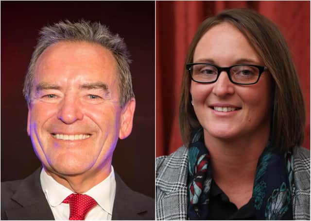 Jeff Stelling and Hartlepool Carers chief executive Christine Fewster.