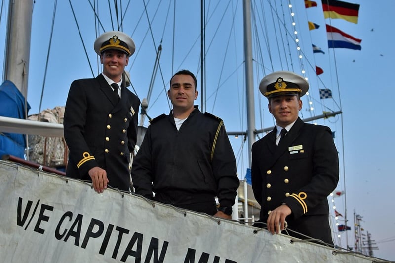 Crew from the Capitan Miranda on Friday evening at the Tall Ships Races. Picture by BERNADETTE MALCOLMSON.