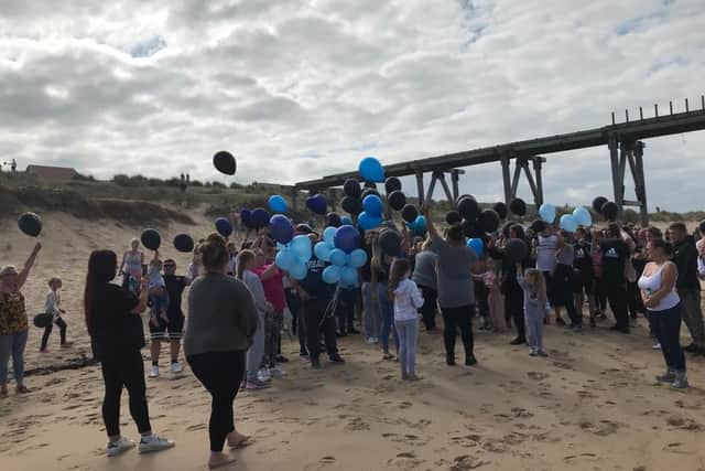 The balloons are released at Steetley Pier.