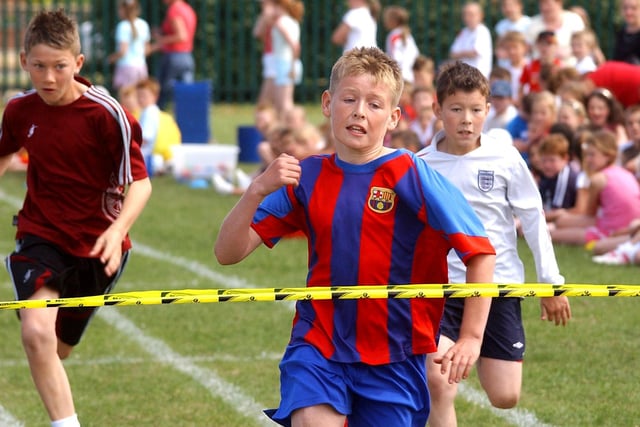 A race to the finishing line at the Fens Primary sport day in 2006.