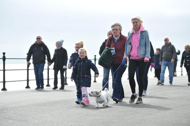 Walkers taking part in the last Alice House Hospice Memory Stroll on the Headland in 2019.