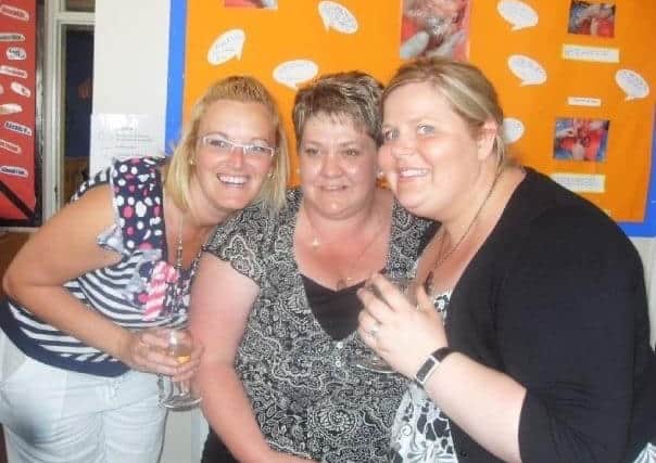 Nicola (left) with colleagues at St Bega's Primary School.