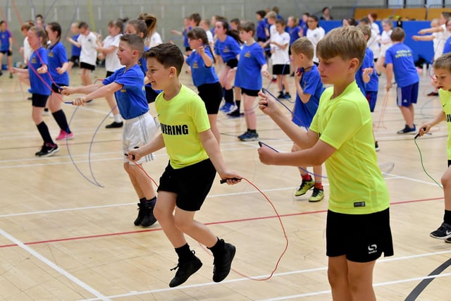 The finals of the Year 4 "Skipping School for Hartlepool" event at Brierton Sports Centre.