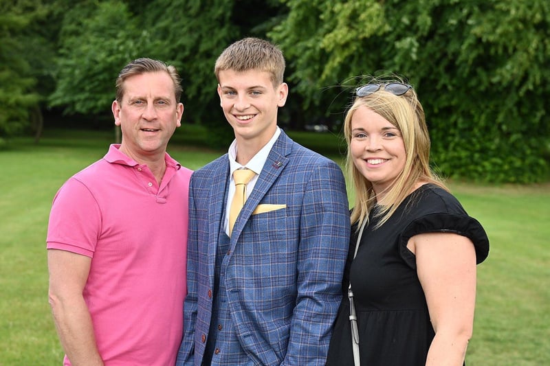 Daniel Lupton with dad Paul and mum Carly at the High Tunstall prom. Picture and caption by FRANK REID.