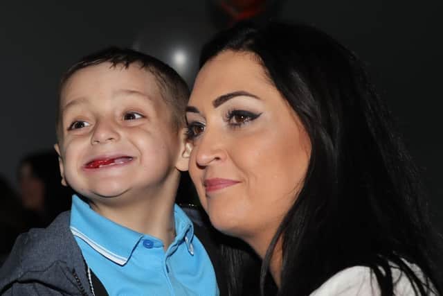Bradley Lowery and his mum Gemma. at his sixth birthday party.