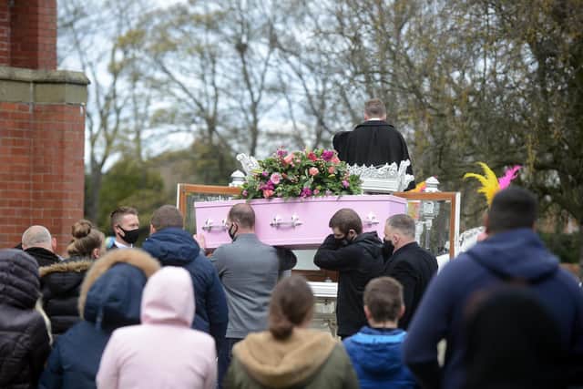 Funeral of 10 year old Keisha Watson at Stranton Cemetery & Crematorium, Hartlepool.