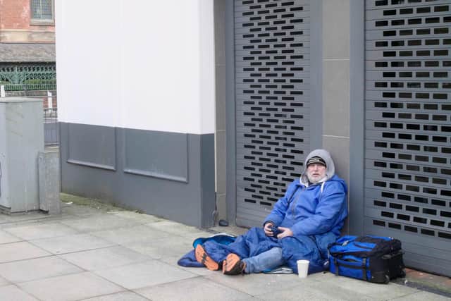 Paul Suggitt on the streets in Hartlepool town centre during the making of the new documentary about homelessness.